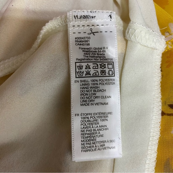 Forever 21 Yellow Floral Print Bubble Tiered Sleeveless Mini Dress - Picture 7 of 7